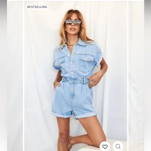HENDRIX SHORT DENIM ROMPER (worn 3 times)